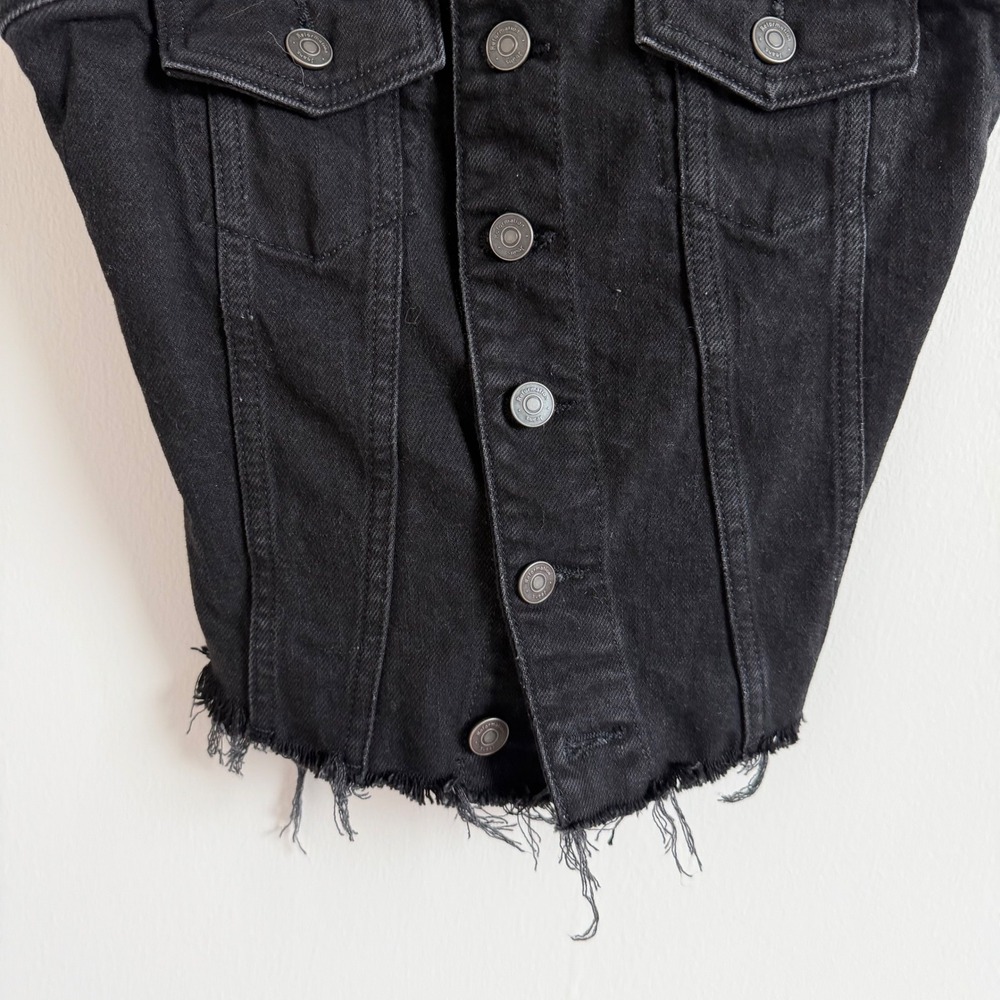 Reformation Black Coco Denim Bustier Top Size 2 - Picture 6 of 9